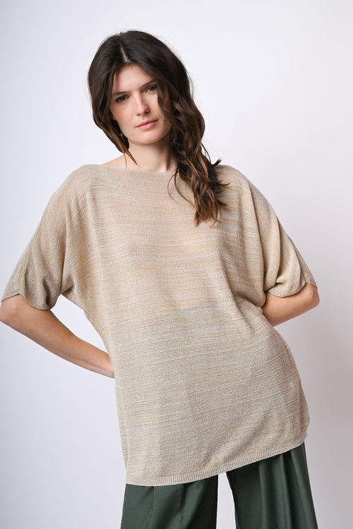 Top oversize in maglia lurex