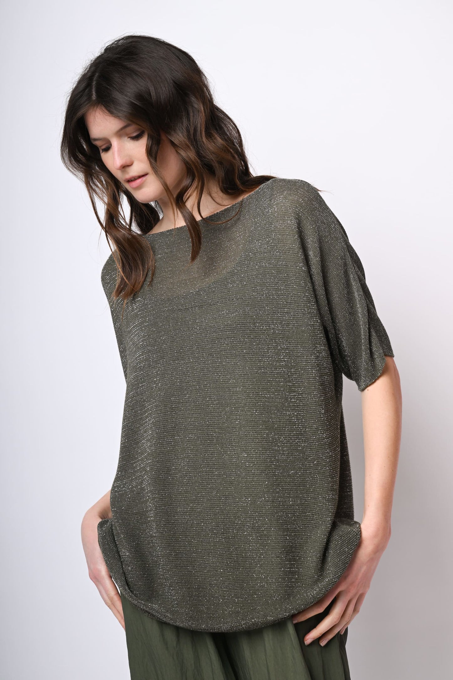 Top oversize in maglia lurex