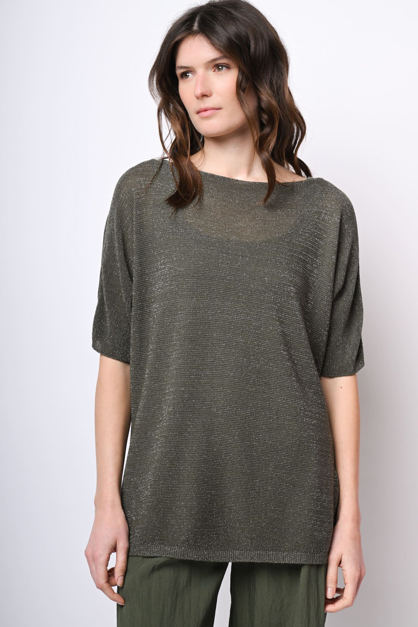 Top oversize in maglia lurex