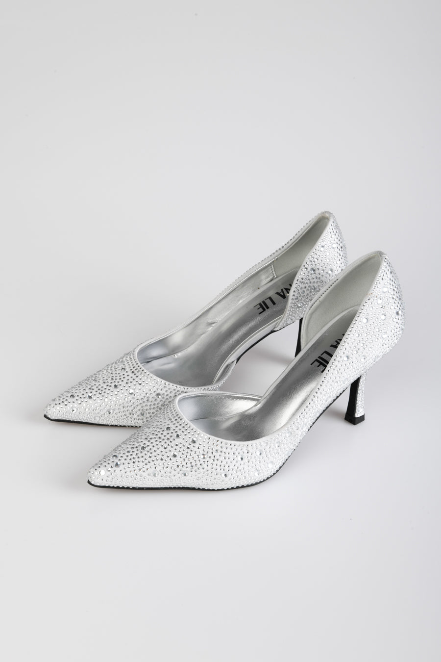 Décolleté in raso con strass